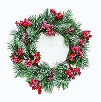 13" Mini Wreath with Snow Berry and Pine