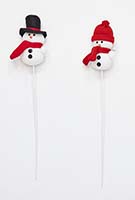 5" Snowman with Hat on 12" Stem, 2 Assorted