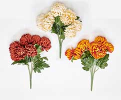 18" Artificial Chrysanthemum Bush with Leaves