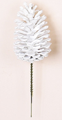 5" White/Mica Pine Cone Pick