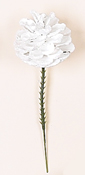 3" White Mica Pine Cone Pick