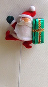 3" Flocked Santa w/Decoration Pick