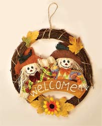 13" Welcome Scarecrow Wreath