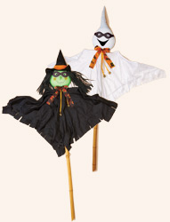 5' Ghost & Witch With Mask on 2 Pieces Pole