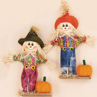 12" Standing Scarecrow With Pumpkin
