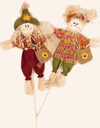 18" Scarecrow With Bag on 7" Stick