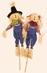 36" Denim Scarecrow on Stick