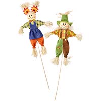 15" Scarecrow On 9" Pick, 2 Assorted