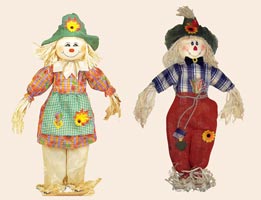 34" Standing Girl & Boy Scarecrow