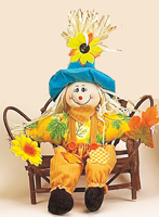 Scarecrow Sitting on Twig Bench