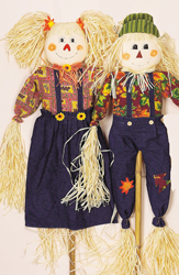 5' Girl & Boy Scarecrow on Pole