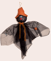 3' Hanging Black Gossamer Cat w/ Cans