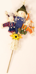 32" Triple Scarecrow on Stick 