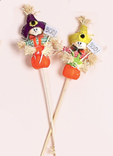 5.5" Scarecrow on Pumpkin on 9" Stick