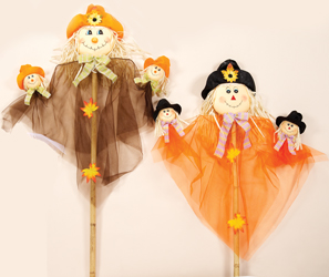 47" Triple Scarecrow Faces on Pole