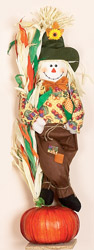 3' Scarecrow Standing on Pumpkin