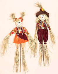 3' Boy & Girl Scarecrow on Stick