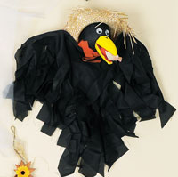22" Hanging Crow Eating Corn