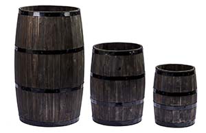 Acacia Wood Drum Barrel, Set of 3, Brown, 30", 20", 10"