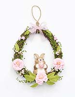 12" Easter Wreath with Sisal Bunny and Flowers