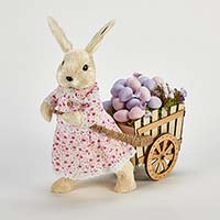 15" Girl Bunny Pulling Carriage Full of Eggs -Close Out
