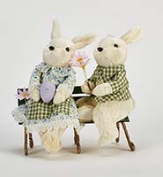 8" Bunnies Sitting on Bench-CLOSE OUT