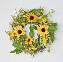 22" Sunflowers and Green Leaves Wreath