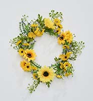 13" Sunflowers and Green Leaves Wreath