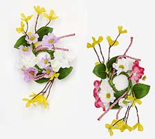 1.25" Inner Diameter Cherry Forsythia Daisy Candle Ring Close Out