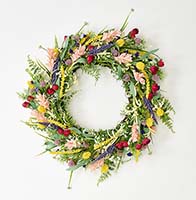 24" Spring Wild Flowers Wreath on Natural Twig Base