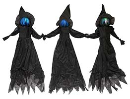 4' Light Up Triple Witch On Metal Stakes