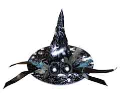 12" Witch Hat w/ Black Flowers
