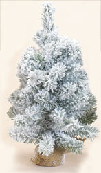 19" Snowy Tree in Burlap