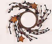 2.25" Mini Berry Candle Ring w/Rusty Stars