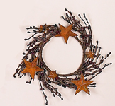 4" Mini Berry Candle Ring w/Metal Stars