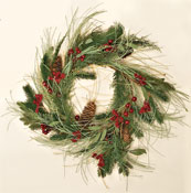 26" Mixed Pine & Berry Wreath, ID 10"