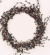 13" Mini Berry Wreath w/Metal Stars