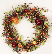 18" Fall Berry Wreath w/Apples