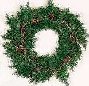19" Cedar Wreath w/Cones - WEATHERPROOF
