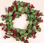 16" Leaf & Berry Wreath - WEATHERPROOF