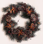 22" Pine/Cone/Berry & Rusty Star Wreath-CLOSE OUT