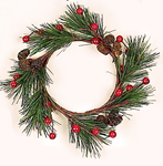3.25" Pine Candle Ring w/Cones & Berries