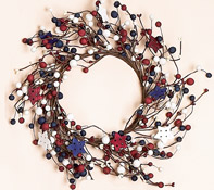 12" Berry Wreath w/Wooden Stars
