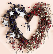 16" Berry Heart Wreath w/Metal Stars