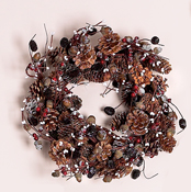 14" Natural Wreath w/ Frosted Berries