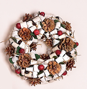 8.5" Birch Bark & Pine Cone Wreath