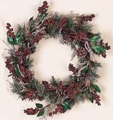 17" Iced Cone/Pine & Berry Wreath