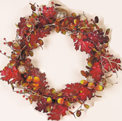 18" Glittered Gourd & Leaf Wreath-CLOSE OUT