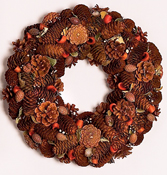 14" Pine Cone Wreath w/ Leaves