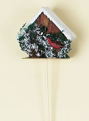 3.5" Snowy Birdhouse on 8" Pick